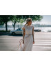 Cap Sleeves Ivory Lace Chiffon Blush Lining Airy Wedding Dress
